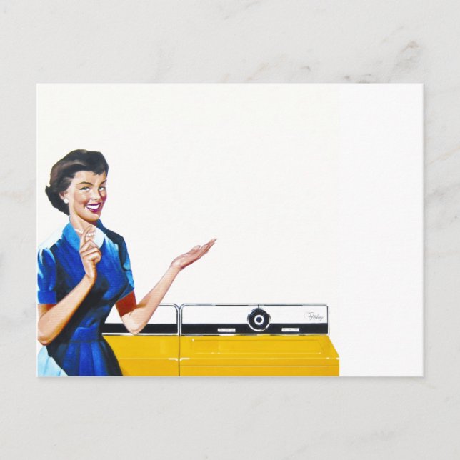 Carte Postale Femme au foyer et nouvelle laveuse (Devant)
