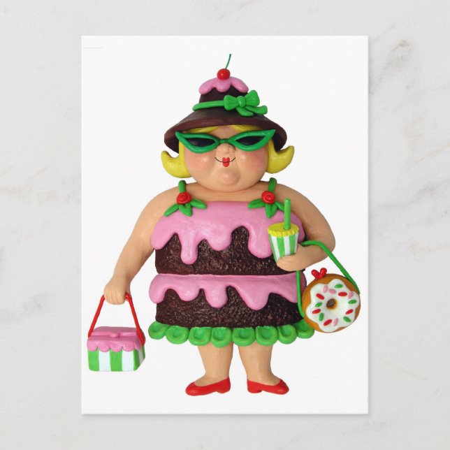 Carte Postale Femme au gâteau (Devant)