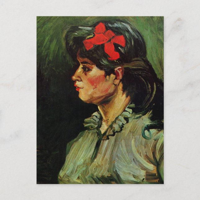 Carte Postale Femme au ruban rouge Portrait par Vincent van Gogh (Devant)