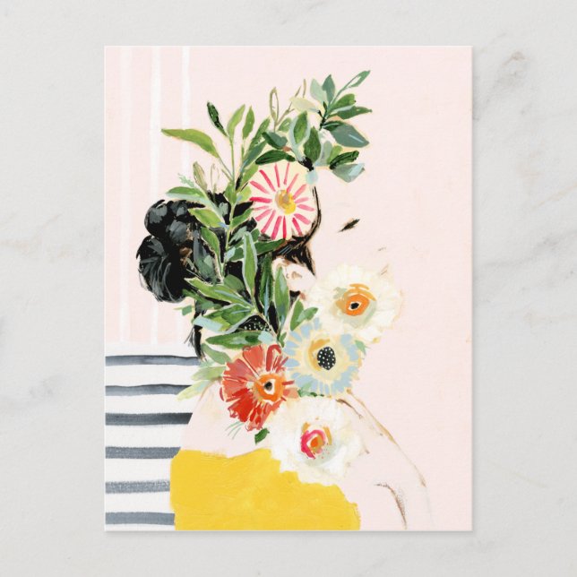 Carte Postale Femme aux fleurs (Devant)