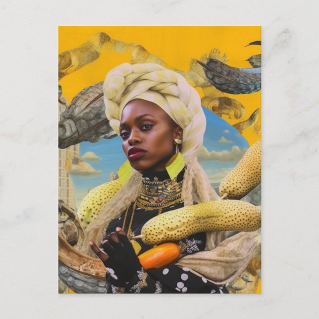 Carte Postale Femme Aux Fruits Exotiques (Devant)