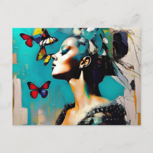 Carte postale Femme aux papillons