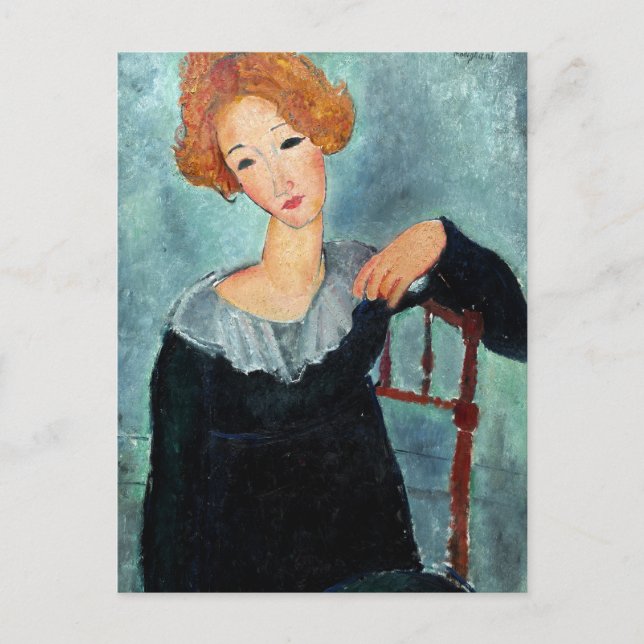 Carte Postale Femme avec cheveux rouges tableau d'Amedeo Modigli (Devant)