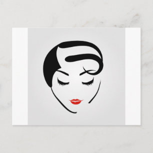 Carte Postale femme avec coiffure vintage et se maquiller