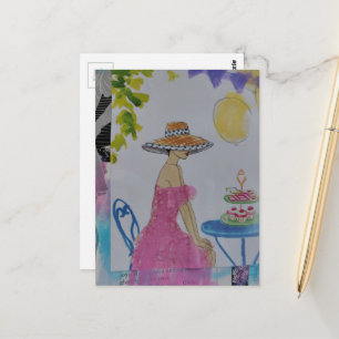 Carte Postale Femme avec collage de cupcakes