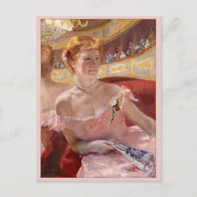 Carte Postale Femme avec collier de perle à Loge Mary Cassatt (Devant)