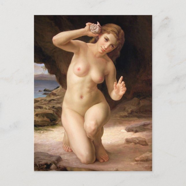 Carte Postale Femme avec coquille - Bouguereau (Devant)