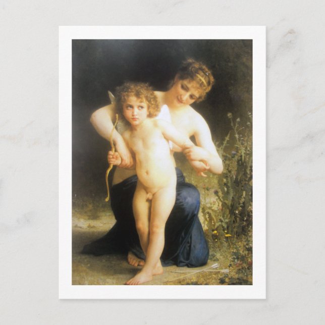 Carte Postale Femme avec Cupidon, Bouguereau (Devant)