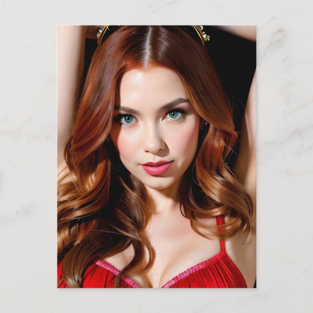 Carte Postale Femme Avec De Beaux Cheveux Auburn (Devant)