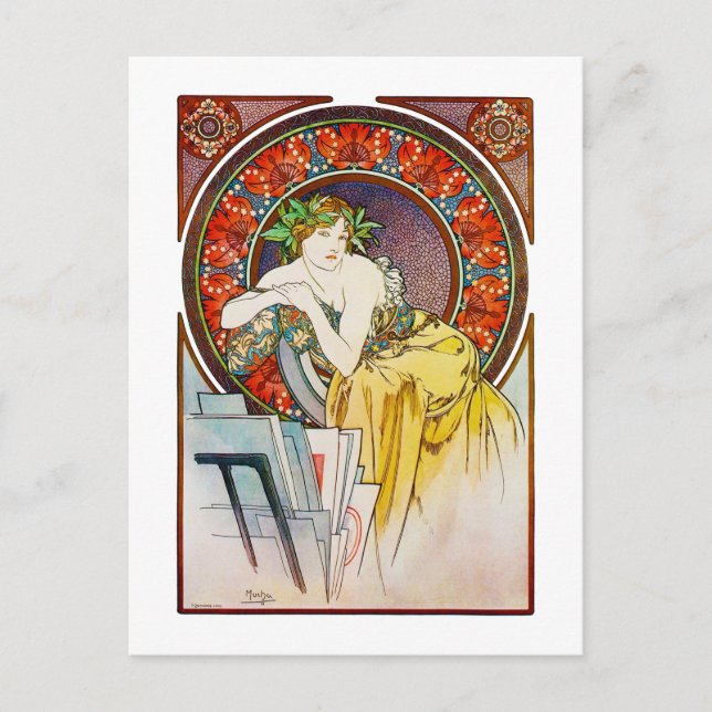 Carte Postale Femme avec du pavot, Mucha (Devant)