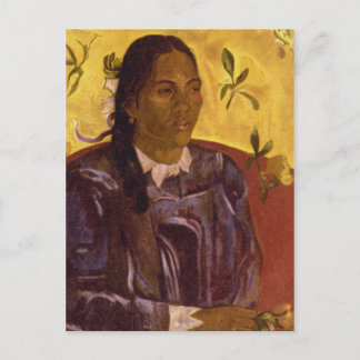 Carte Postale Femme avec Gardenia par Paul Gauguin