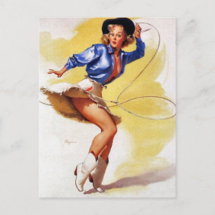 Carte Postale Femme avec Lasso Pin Up