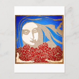 Carte Postale Femme avec rose