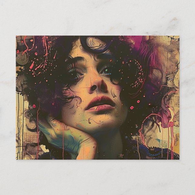 Carte Postale Femme avec sa main sur son visage (Devant)