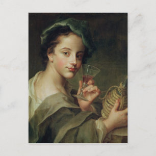 Carte Postale Femme avec un verre de vin