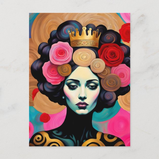 Carte Postale Femme avec une couronne d'or (Devant)