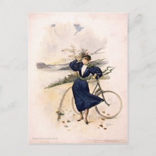 Carte Postale Femme avec vélo à Riverside Drive, New York