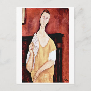 Carte Postale Femme avec ventilateur, Modigliani
