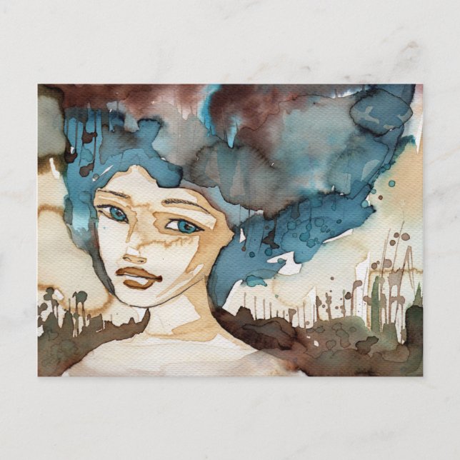 Carte Postale Femme bleue (Devant)