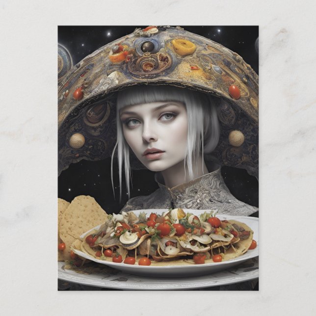 Carte Postale Femme blonde sur la planète Imaginaire Taco (Devant)