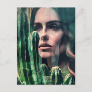 Carte Postale Femme Cactus Double Exposition