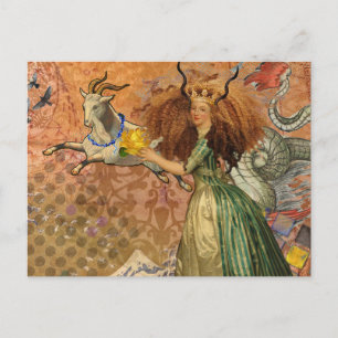 Carte Postale Femme Capricorne Chèvre Fantaisie Amusant