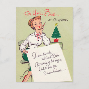 Carte postale femme chef de Noël rétro vintage