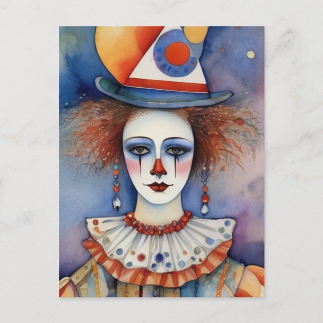 Carte Postale Femme Clown (Devant)