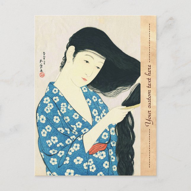 Carte Postale Femme Comportant Ses Cheveux Hashiguchi Goyo (Devant)