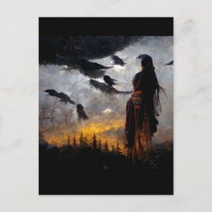Carte Postale Femme corbeau