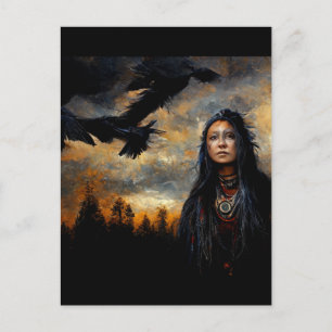 Carte Postale Femme corbeau
