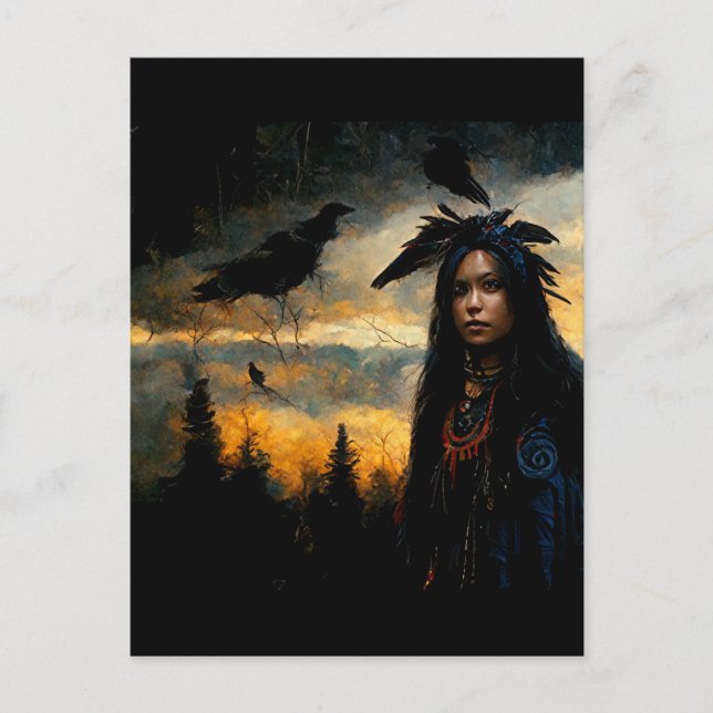 Carte Postale Femme corbeau (Devant)