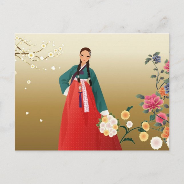 Carte Postale femme coréenne dans un hanbok (Devant)