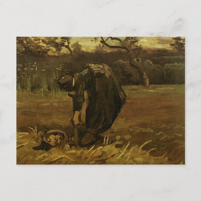 Carte Postale Femme creusant des pommes de terre Van Gogh Art (Devant)