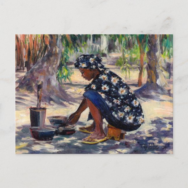 Carte Postale Femme Cuisinant 2004 (Devant)