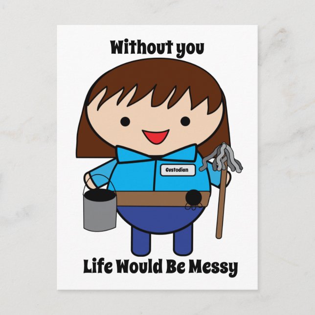 Carte Postale Femme Custodian Life Messy Funny Personnaliser (Devant)