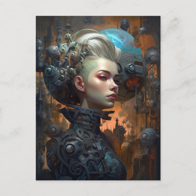 Carte Postale Femme Cyborg Femme Science-Fiction (Devant)