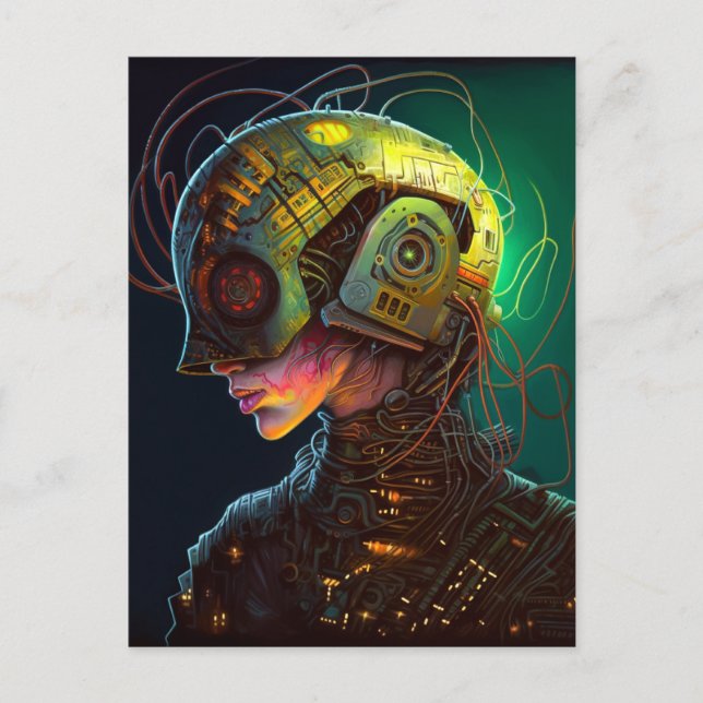 Carte Postale Femme Cyborg Femme Science-Fiction (Devant)