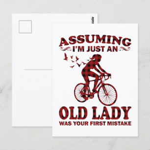 Carte Postale Femme cycliste Supposant que je ne suis qu'une vie