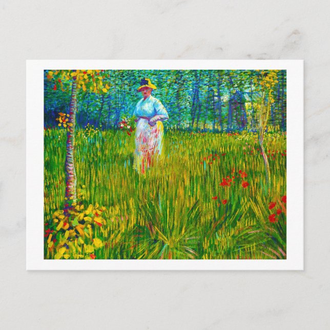 Carte Postale Femme dans le jardin par Vincent Van Gogh (Devant)