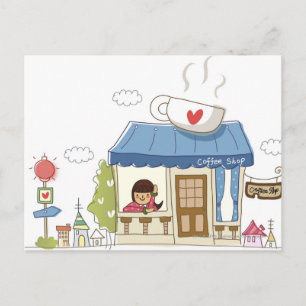 Carte Postale Femme dans un café