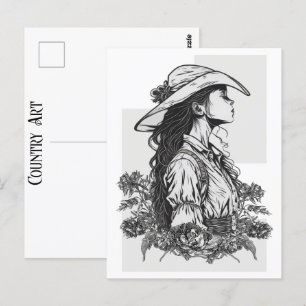 Carte Postale Femme Dans Un Pays De Breeze Western Cowboy Art