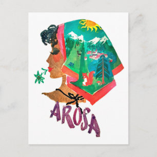 Carte Postale Femme d'Arosa, Suisse, voyage vintage