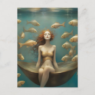 Carte Postale Femme de fantaisie se baignant sous l'océan