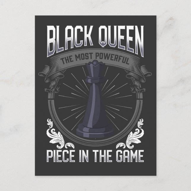 Carte Postale Femme de la reine noire puissant jeu d'échec fille (Devant)