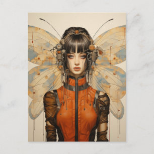Carte Postale Femme de science-fiction fantastique avec ailes de