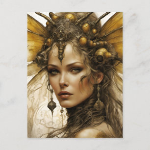 Carte Postale Femme d'insecte Steampunk