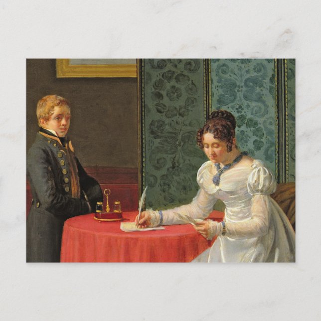 Carte Postale Femme écrivant une lettre (Devant)