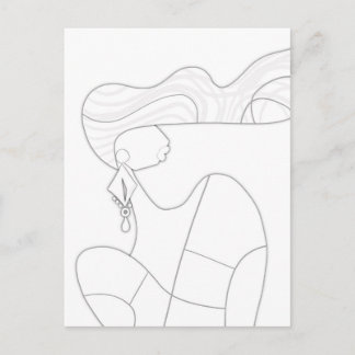 Carte Postale Femme élégante DIY mode coloriage Art moderne