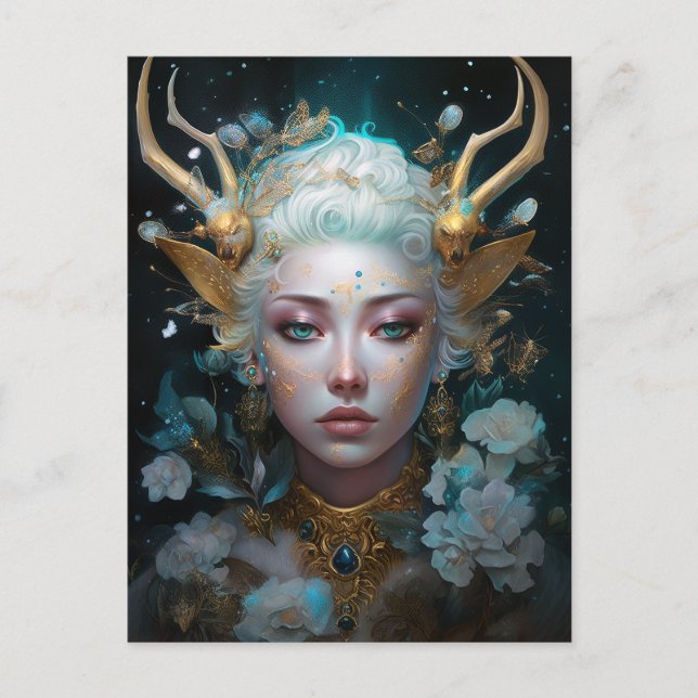 Carte Postale Femme Elfe Faune Art Fantastique (Devant)
